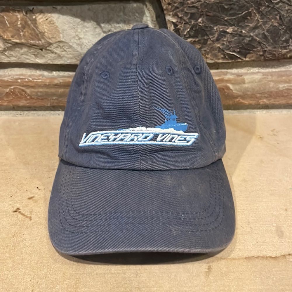Vineyard Vines Preppy Cotton Dad Hat Salt Washed Blue